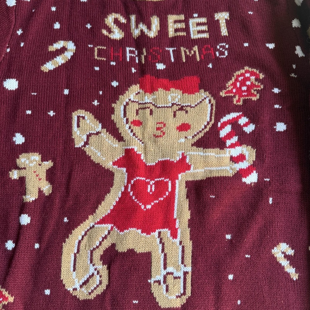 Modeflwr Sweater Womens Medium Red Sweet Christmas Gingerbread Graphic Ugly Knit - Picture 3 of 7